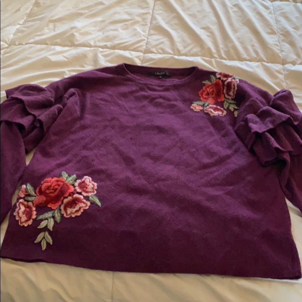 Lipslide Purple Ruffle-Sleeve Sweater (L)